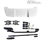 Contenido del Kit TX a TXL Prado LC250: spoiler, exploradoras LED, tapas del bómper y barras de techo
