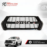Persiana GR Gazoo Racing negro brillante con letras TOYOTA para Toyota Hilux Revo