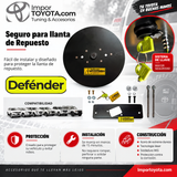 Seguro para llanta de repuesto Defender para Toyota Hilux, Fortuner, Prado y Land Cruiser - Importoyota Colombia