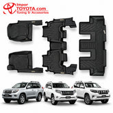 Tapete termoformado 5D Toyota Prado 1+2+3 fila 2010-2024 - juego completo 1era, 2da y 3era fila - Importoyota