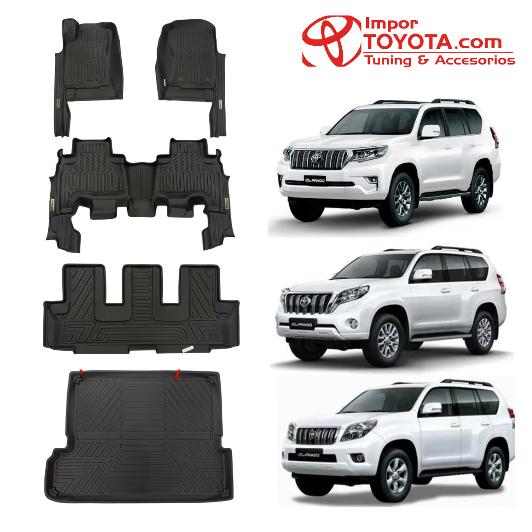 Tapete termoformado 5D- Toyota Prado 1+2+3 fila+baul 2010/2024