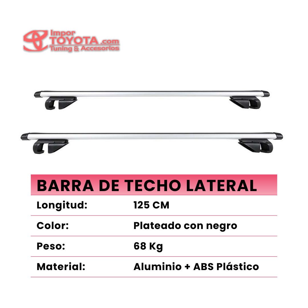 Barras paralelas en Aluminio para techo Plateado