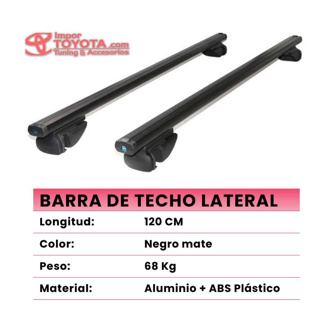 Barras paralelas en Aluminio para techo color Negro