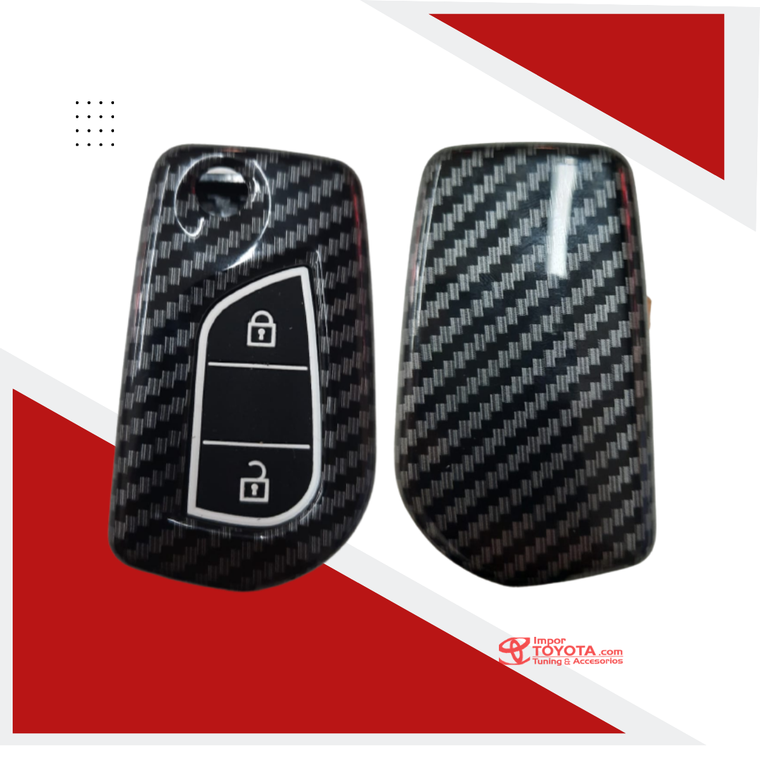Funda de Polimero de Alta Resistencia para llave de Toyota Efecto Fibra de Carbono