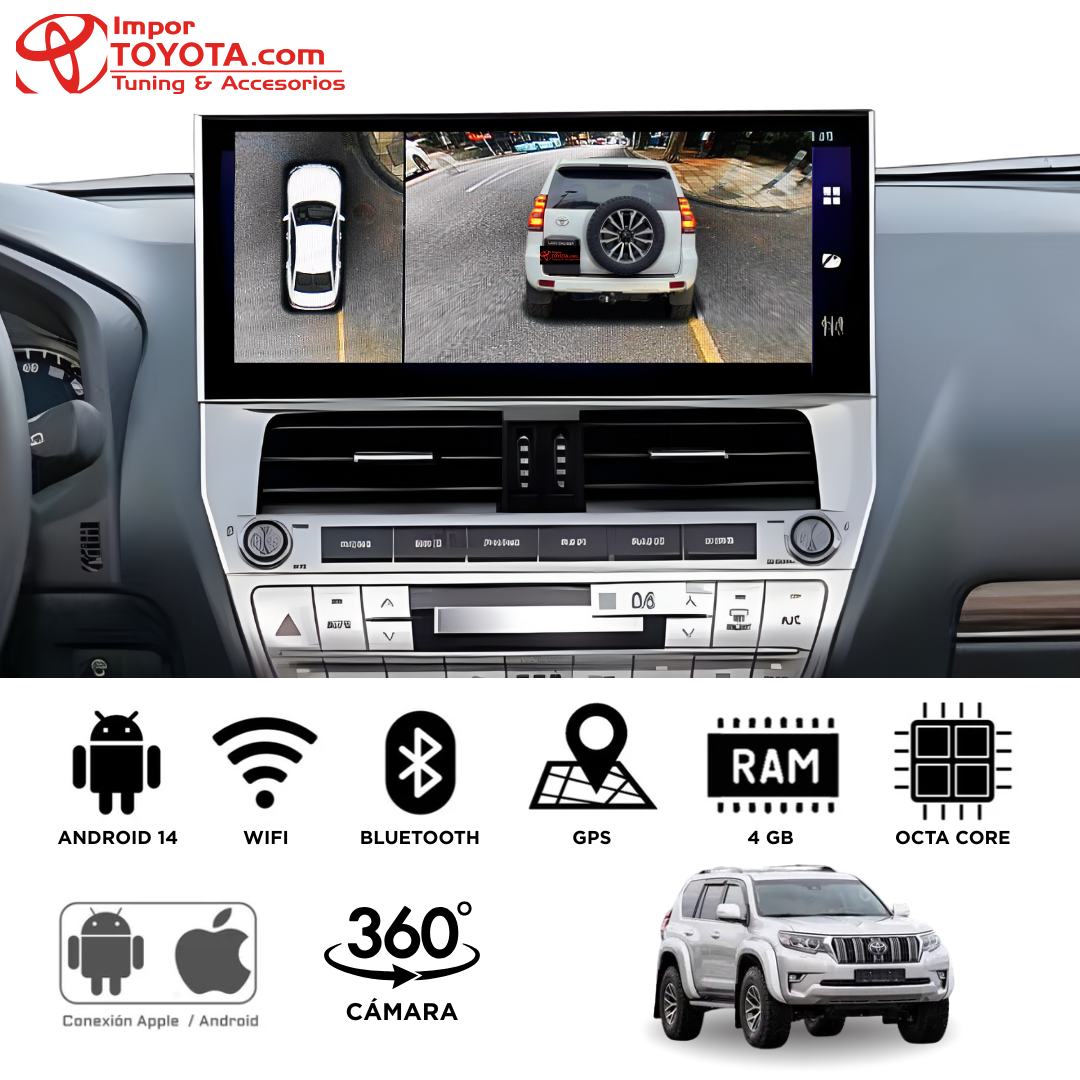 Radio Android 14.0 con cámara 360 para Toyota Land Cruiser LC150 2018 - 2022