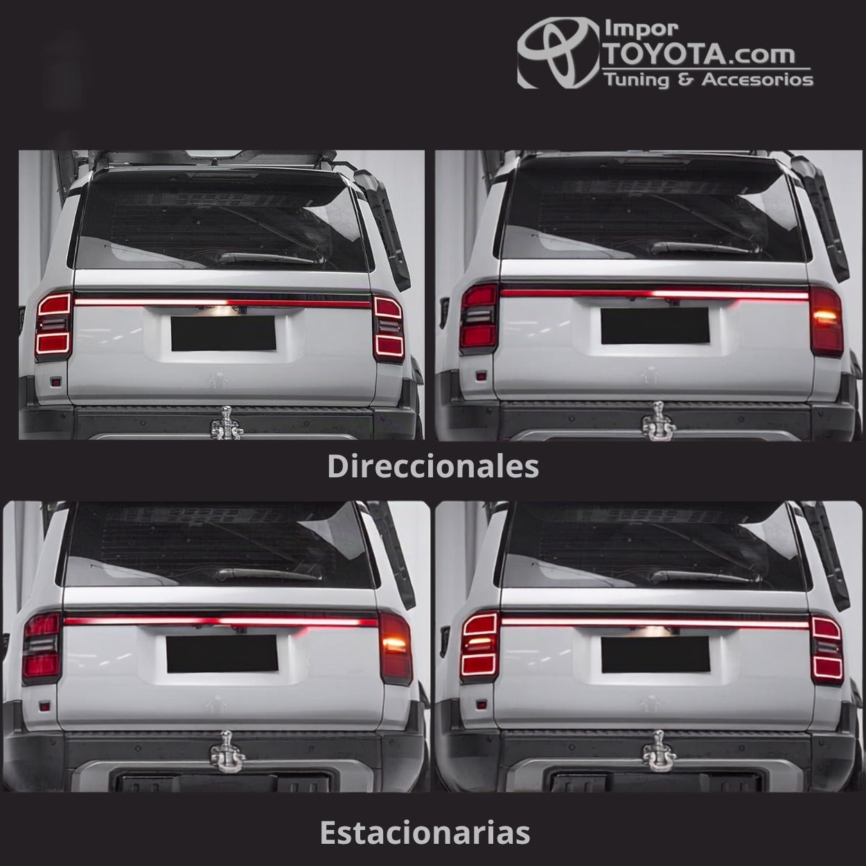 Bisel LED stop Prado LC250: funciones de direccionales y luces estacionarias