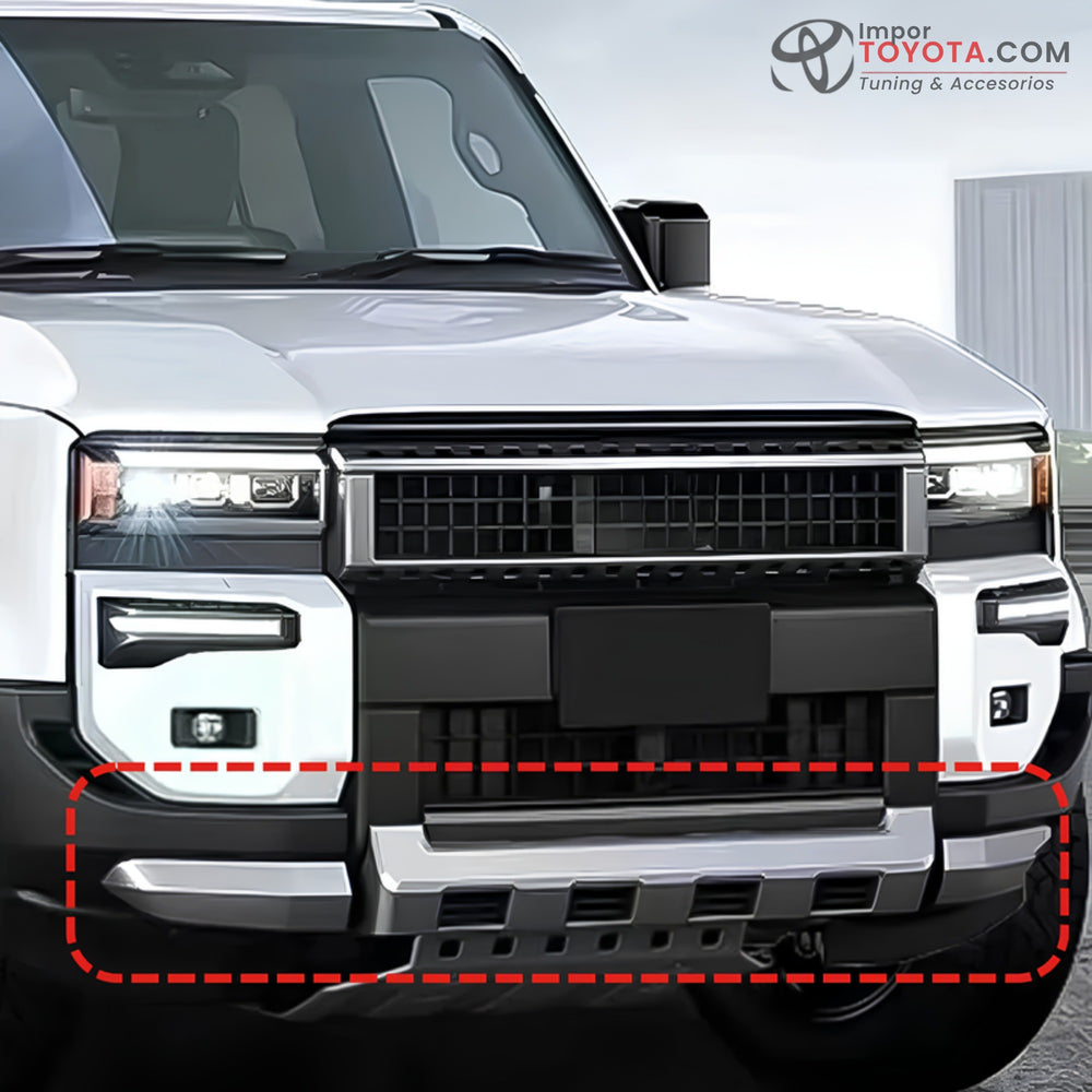Body Kit Prado LC250 - detalle del protector delantero instalado - Importoyota Colombia