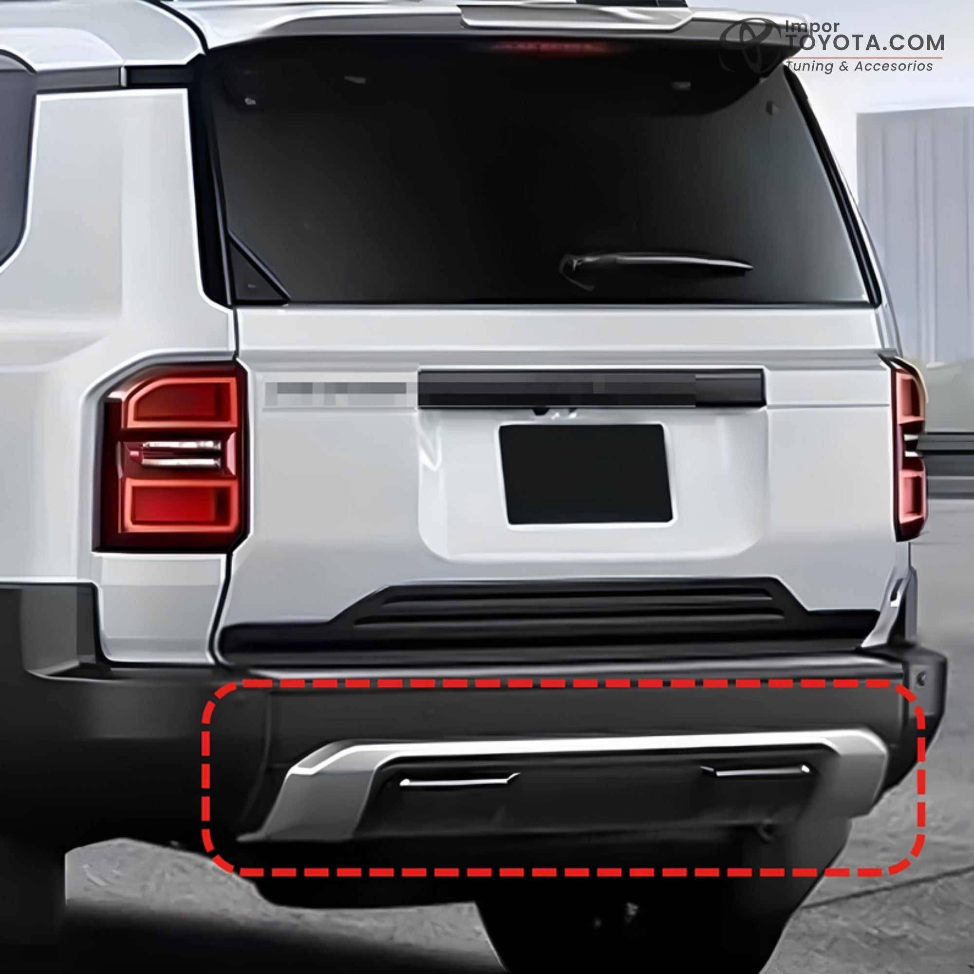 Body Kit Prado LC250 - protector trasero instalado, vista posterior centrada - Importoyota Colombia