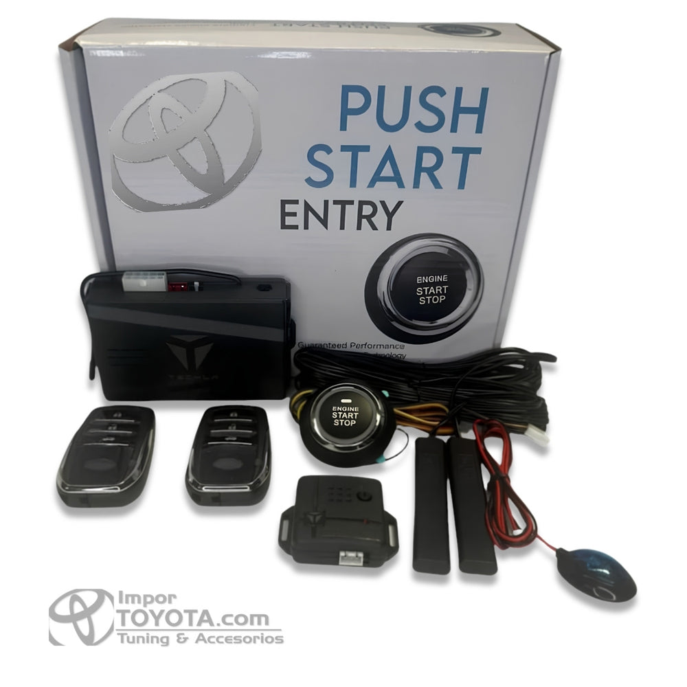 Kit completo botón de encendido electrónico Toyota: caja, módulo, 2 llaves, antenas PKE y arnés