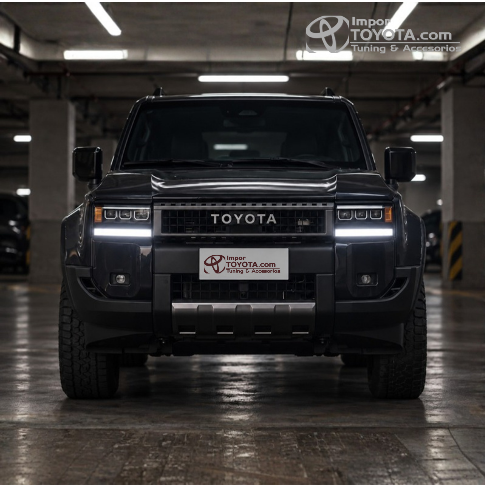 Toyota Land Cruiser Prado LC250 con DRL doble línea encendido - vista frontal - Importoyota Colombia