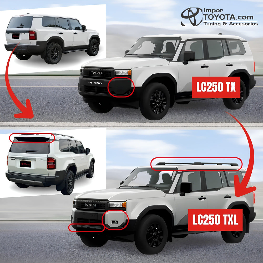 Comparativo Toyota Prado LC250 TX vs TXL con el kit de conversión instalado