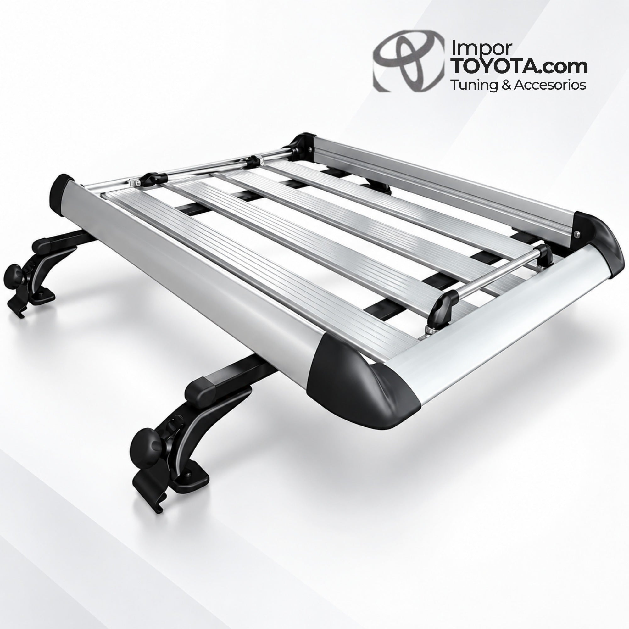 Parrilla en aluminio para techo con barras y soportes - Importoyota