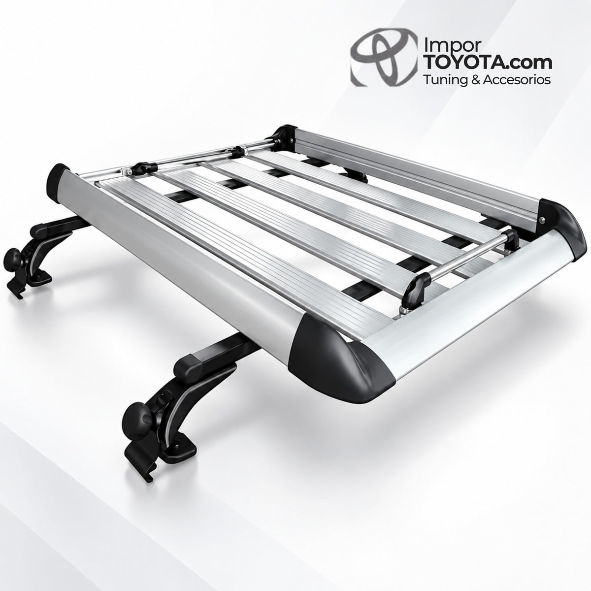 Parrilla en aluminio para techo con barras y soportes - Importoyota