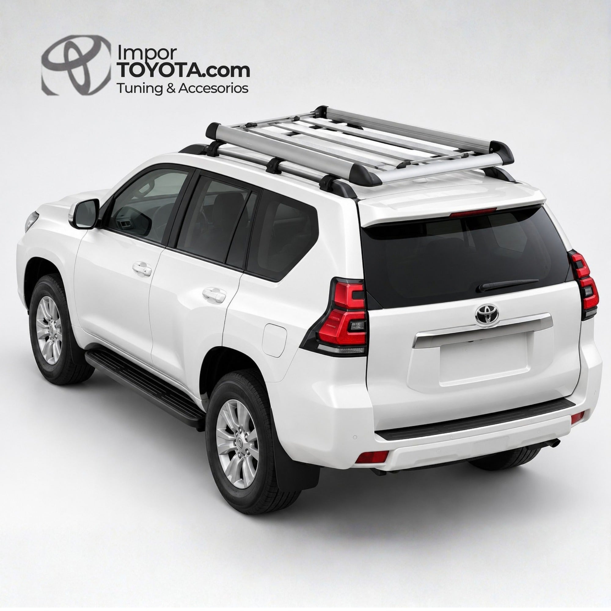 Parrilla en aluminio instalada en el techo de una Toyota Prado - Importoyota