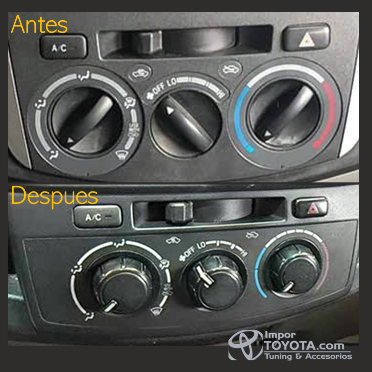 Perilla para aire acondicionado de Toyota Hilux / fortuner Set x3 unidades