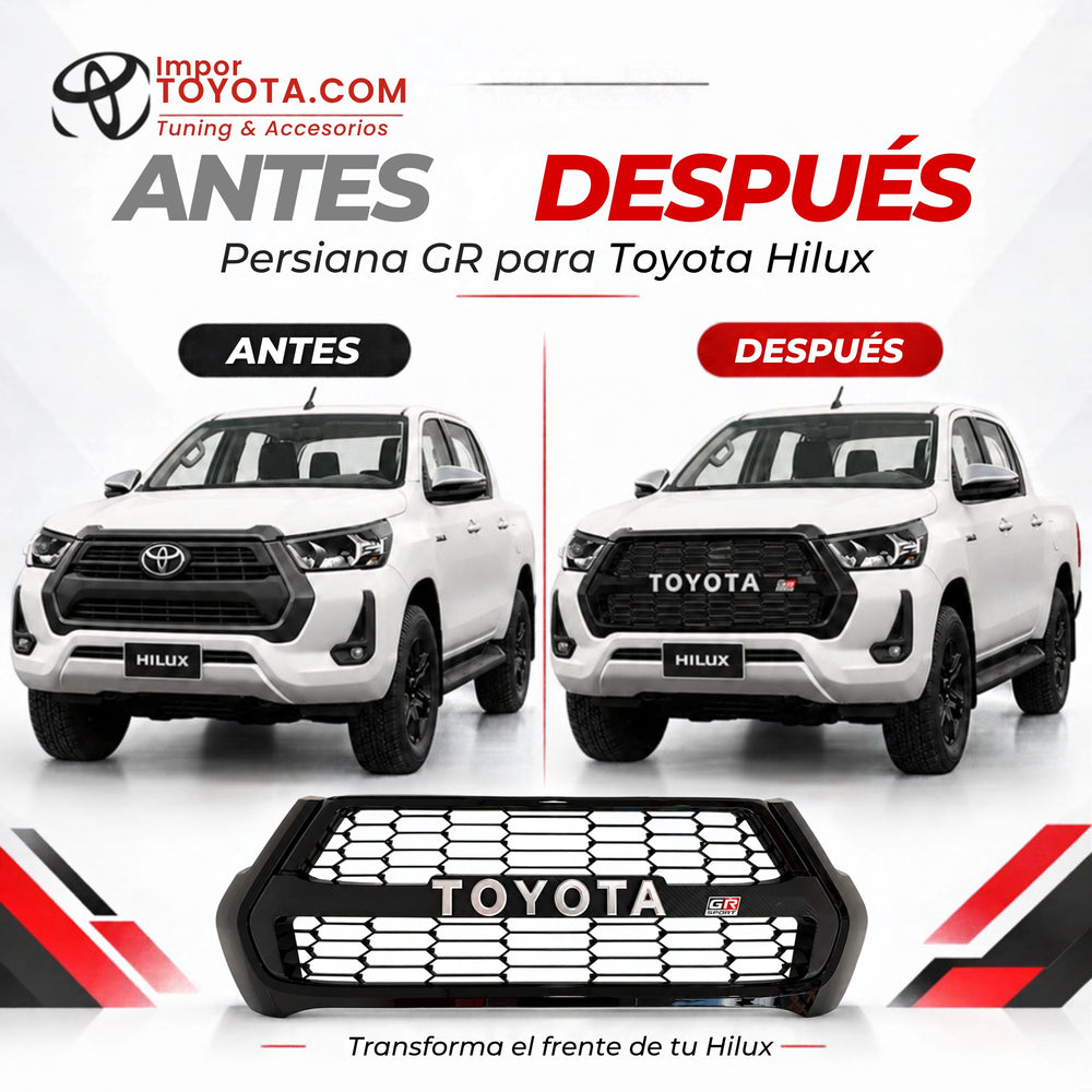 Antes y después: Toyota Hilux con persiana original vs persiana GR Gazoo Racing