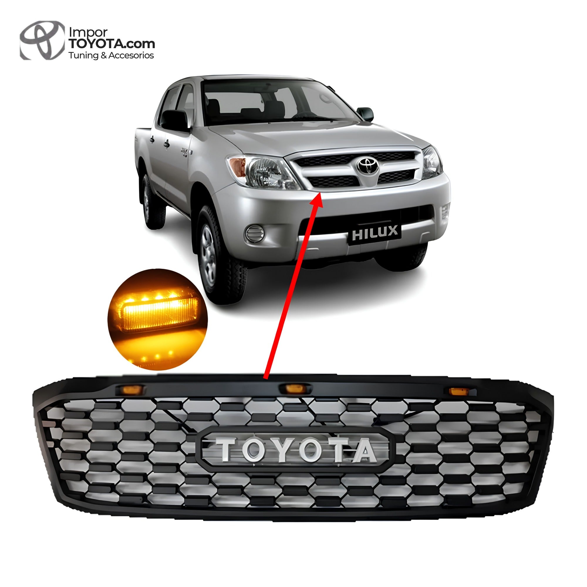 Persiana LED TRD Toyota Hilux Vigo 2007-2012 - reemplaza la persiana original - Importoyota
