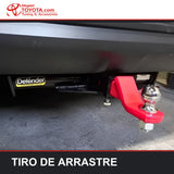 Tiro de arrastre Defender instalado en el vehículo, con lengüeta roja y bola cromada - Importoyota