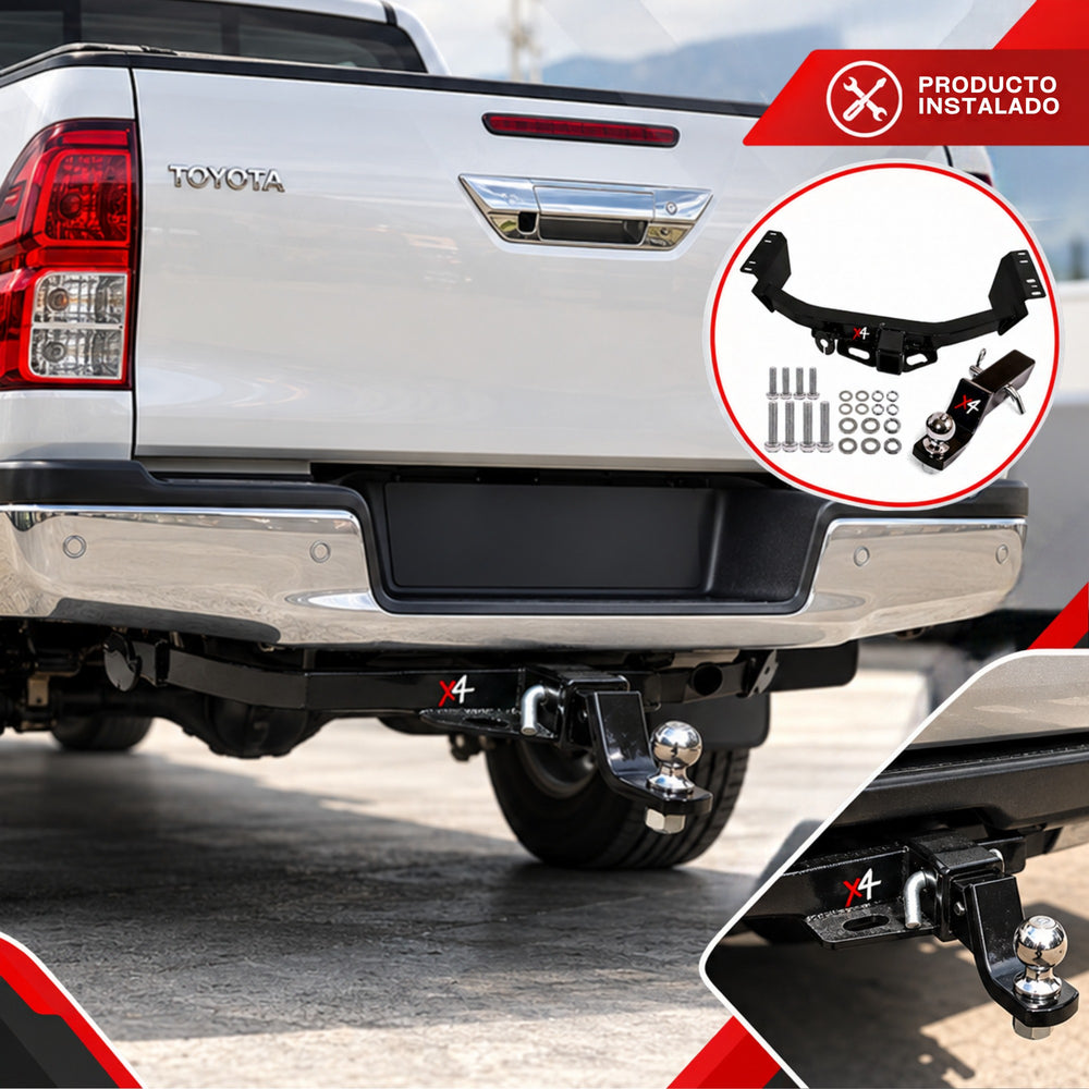 Tiro de arrastre X4 instalado en Toyota Hilux con kit completo