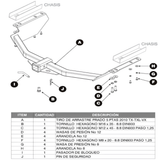 Tiro de Arrastre Defender - despiece y lista de componentes - Importoyota Colombia