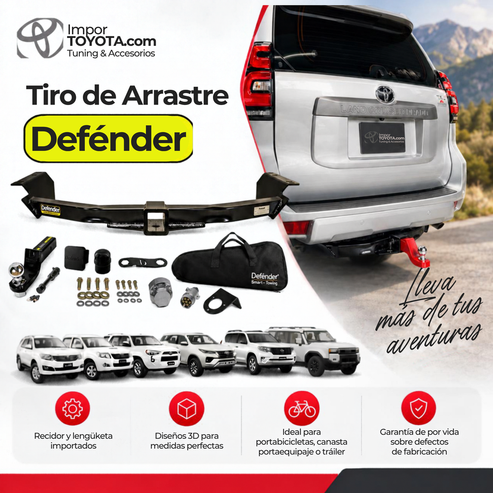 Tiro de Arrastre Defender para Toyota Prado, Fortuner, Hilux y Land Cruiser - Importoyota Colombia