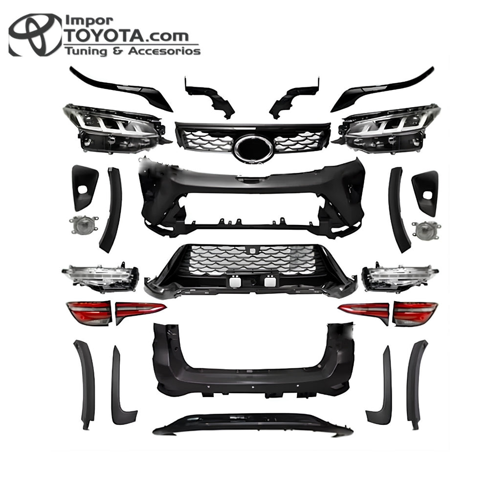Kit de conversión Fortuner a GR Sport 2024: bomper, persiana, farolas, stops, guardabarros y todas las piezas