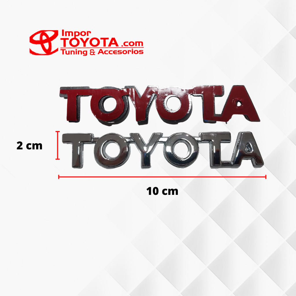 Letras emblema logo Toyota 10 x 2 cm alto relieve