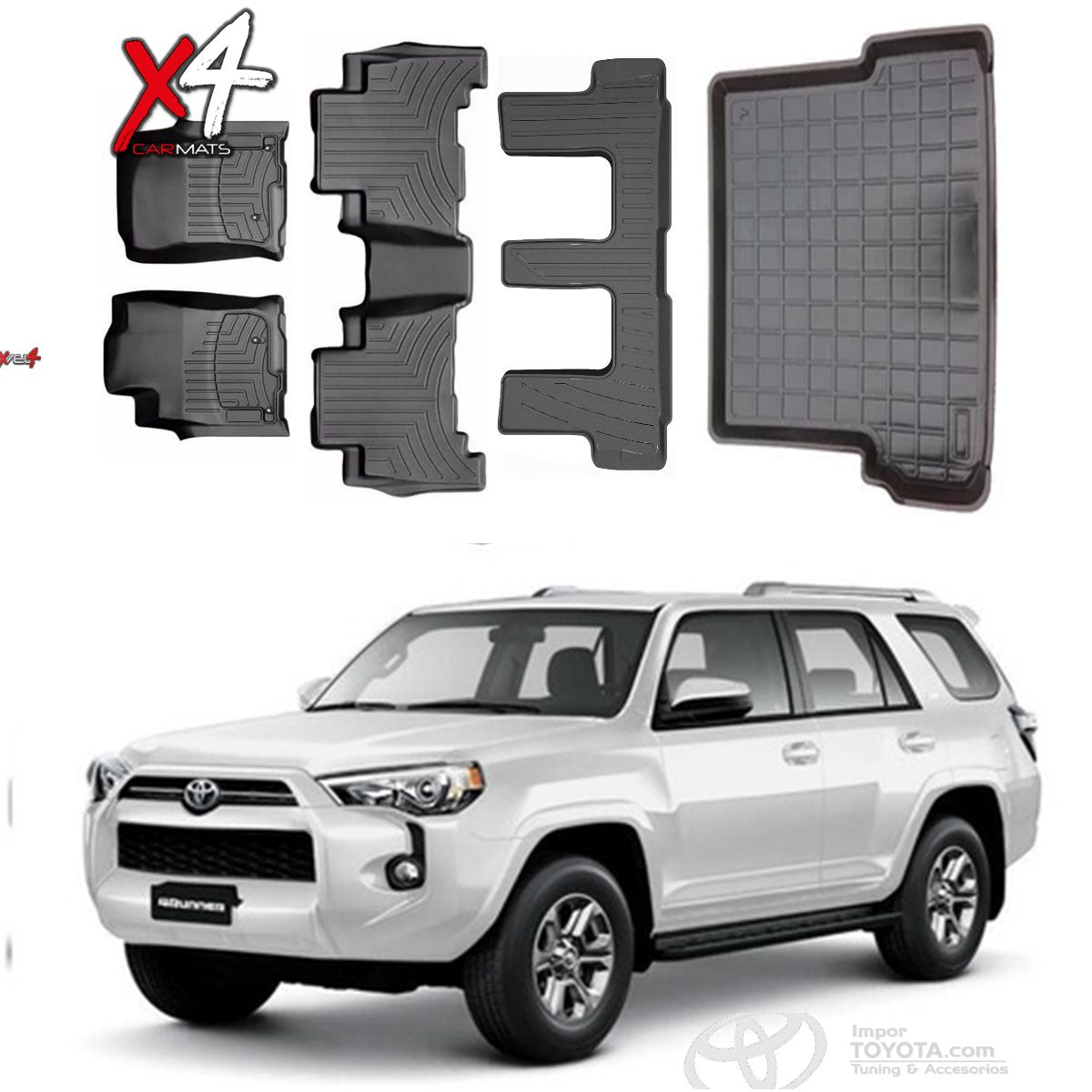 Tapete termoformado Toyota 4Runner 1+2+3 Fila + Baul 2015/2024