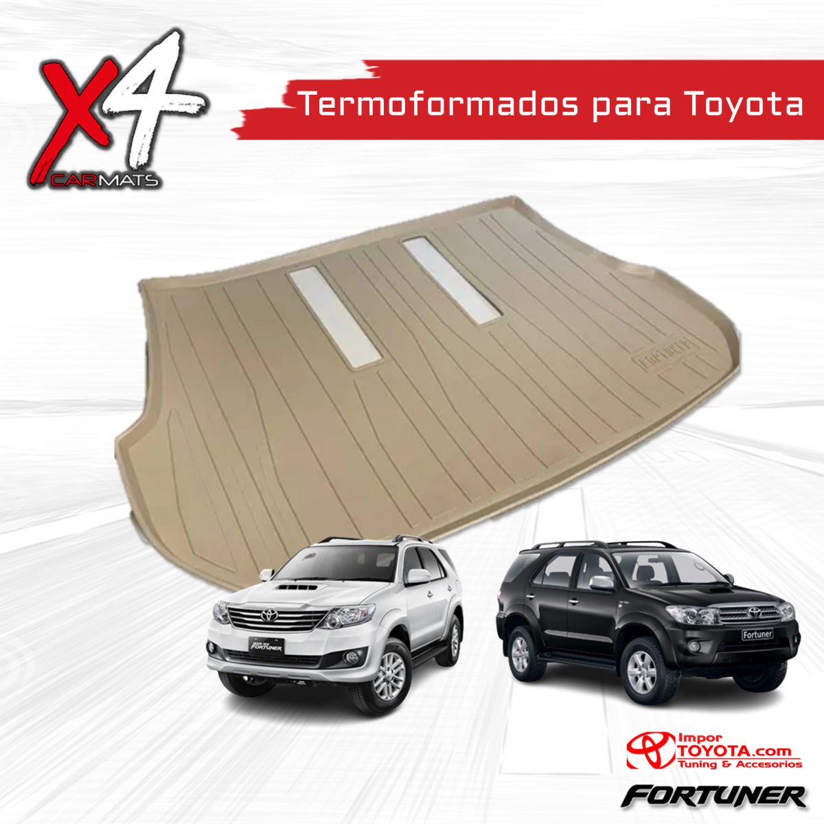 Tapete termoformado Baul beige Toyota Fortuner - Importoyota Colombia