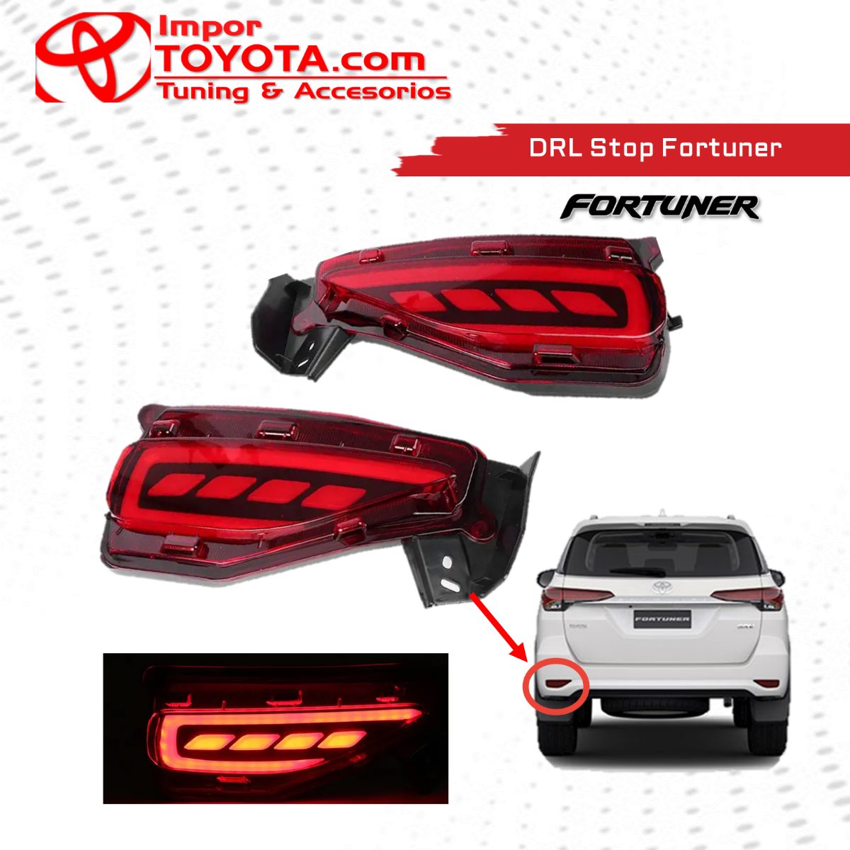 Stop LED DRL para bomper trasero Toyota Fortuner