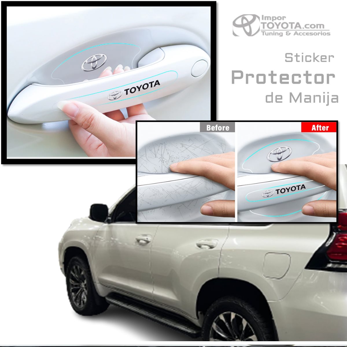 Protector Siliconado Transparente de manijas para Toyota