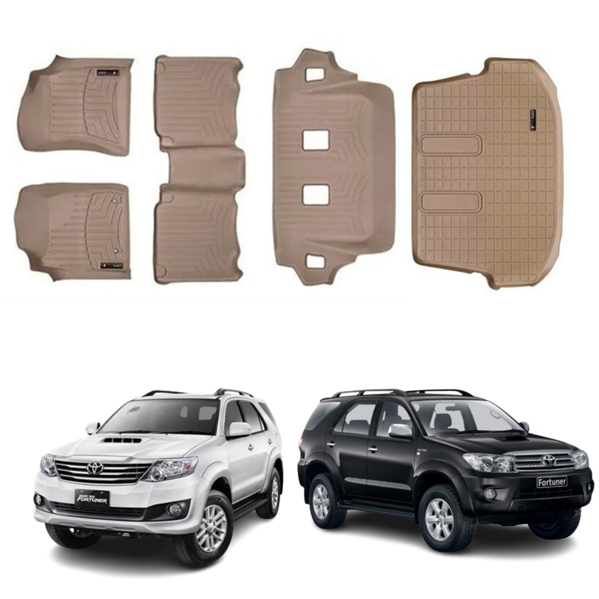 Tapete termoformado Toyota Fortuner 2008 / 2017 1+2+3 Fila+Baul