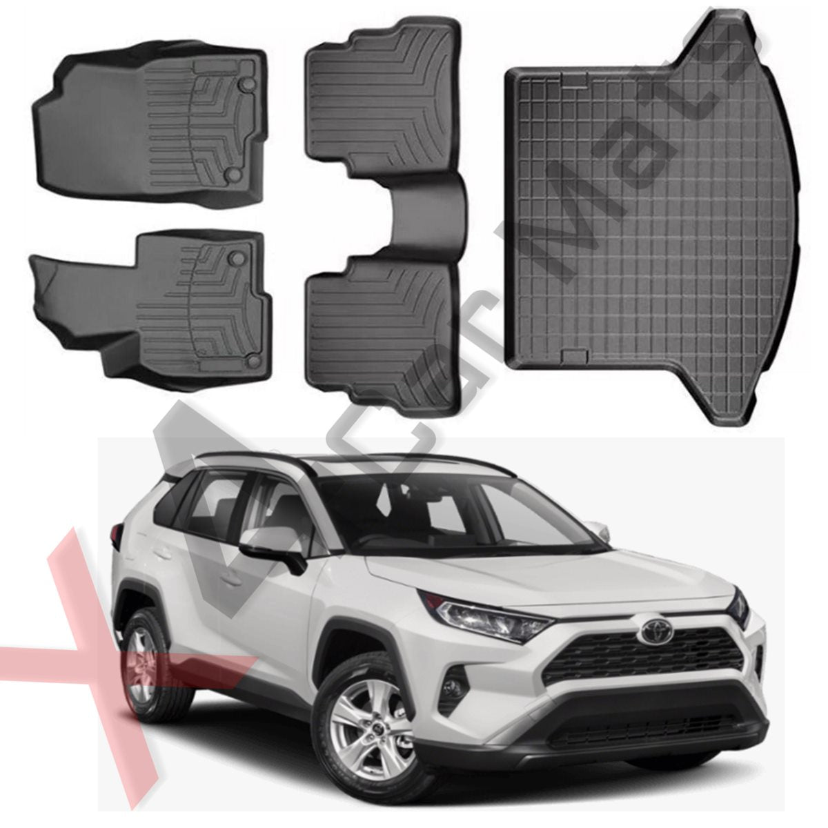 Tapete termoformado Toyota Rav 4 1era + 2da Fila + Baul 2020/2024+